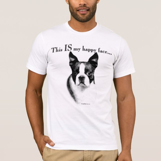 Boston Terrier Happy Face T-Shirt (Front)