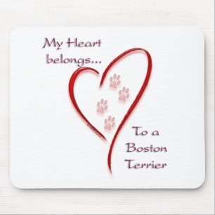 Boston Terrier Heart Belongs Mouse Pad