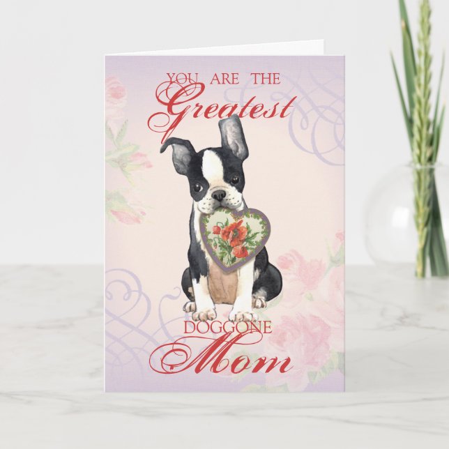 Boston Terrier Heart Mum Card (Front)