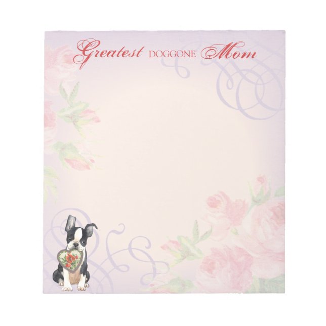 Boston Terrier Heart Mum Notepad (Front)