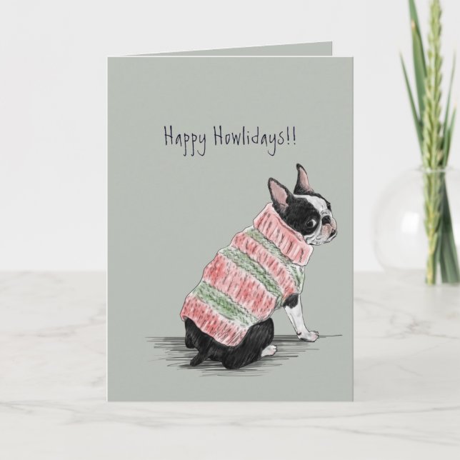 Boston Terrier Holiday Card (Front)
