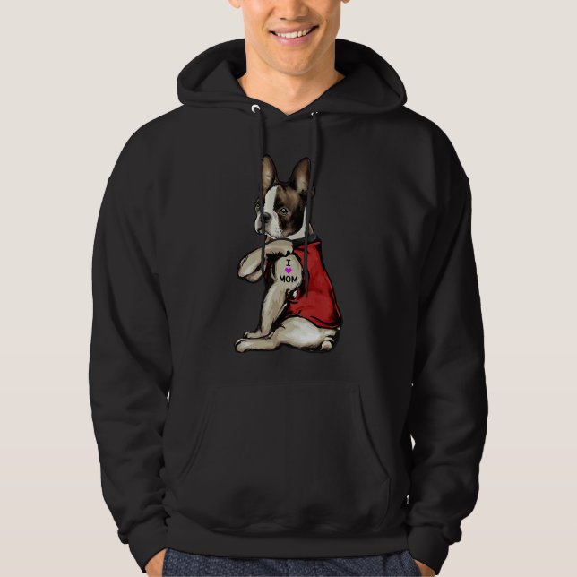Boston Terrier I Love Mum Dog  Gif Hoodie (Front)