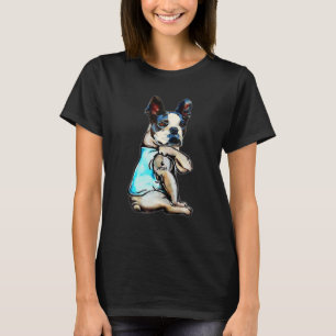 Boston Terrier I Love Mum Tattoo Dog Funny T-Shirt