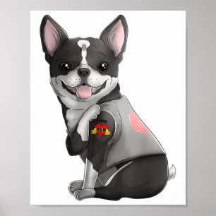 Boston Terrier I Love Mum Tattoo Dog Shirt Mothers Poster