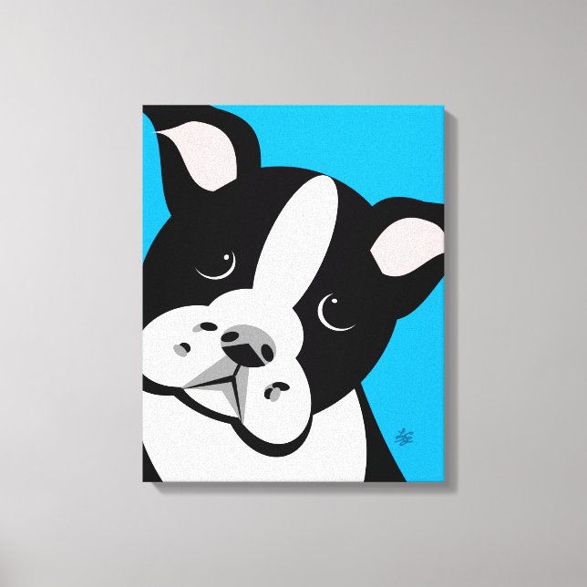 Boston Terrier Illustration Canvas Print (Front)