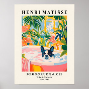 Boston Terrier In Bathtub Art Matisse Style Bathro Poster