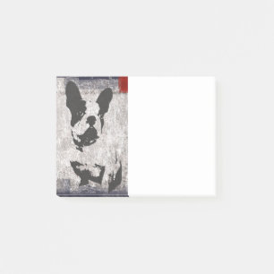Boston Terrier in Black and White Grunge Post-it Notes