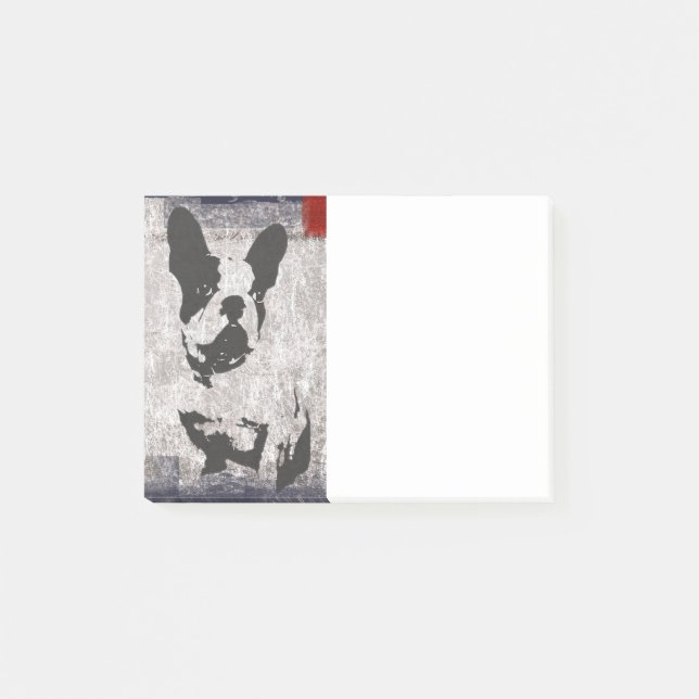Boston Terrier in Black and White Grunge Post-it Notes (Front)