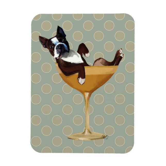 Boston Terrier in Cocktail Glass Magnet (Vertical)