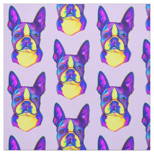 Boston Terrier in Colors Fabric