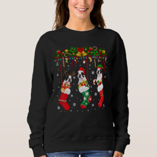 Boston Terrier In Sock Xmas Reindeer Santa Elf Dog Sweatshirt