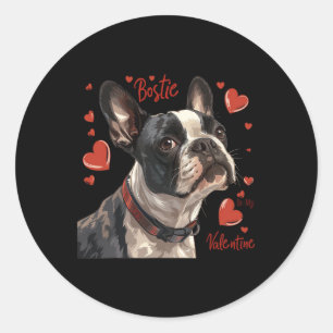 Boston Terrier Is My Valentine Cute Pet Dog Owner  Classic Round Sticker