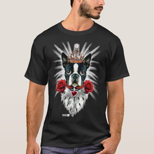 Boston Terrier King Crown Royal Fitted T-Shirt (Front)