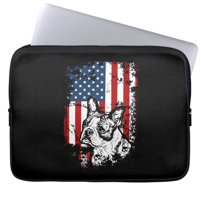 Boston terrier laptop sleeve (Front)