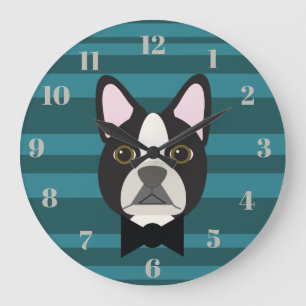 Boston Terrier Large Clock