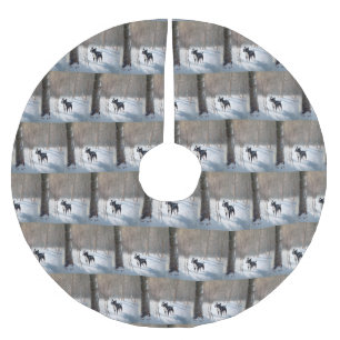 Boston Terrier Let It Snow Christmas Brushed Polyester Tree Skirt