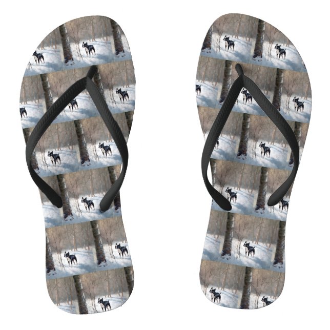 Boston Terrier Let It Snow Christmas Jandals (Footbed)