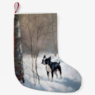 Boston Terrier Let It Snow Christmas Small Christmas Stocking