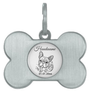 Boston Terrier Line Art Personalized Tag