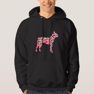Boston Terrier Love Heart Dog Valentines Day Hoodie