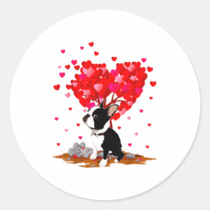 Boston Terrier Lover Heart Shape Boston Terrier Va Classic Round Sticker