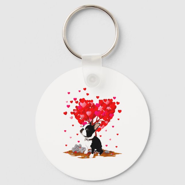 Boston Terrier Lover Heart Shape Boston Terrier Va Key Ring (Front)