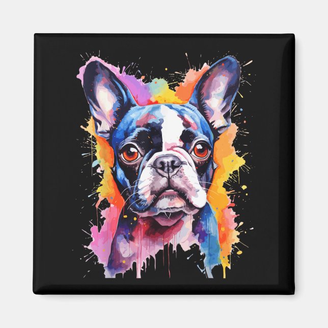 Boston Terrier Lover Pop Art Colour Design Boston Magnet (Front)