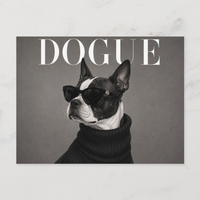 Boston Terrier Luxury Editorial Postcard (Front)