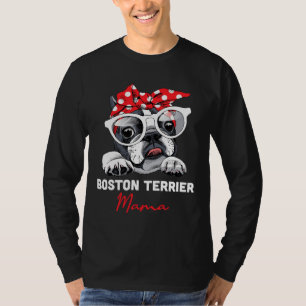 Boston Terrier Mama Cute Bostie Dog Mom Funny Girl T-Shirt