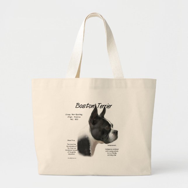 Boston Terrier Meet the Breed Large Tote Bag (Front)