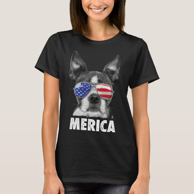 Boston Terrier Merica 4th Of July  For Men Women B T-Shirt (Front)