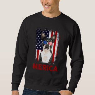 Boston Terrier Merica Patriotic American Flag 4th Sweatshirt