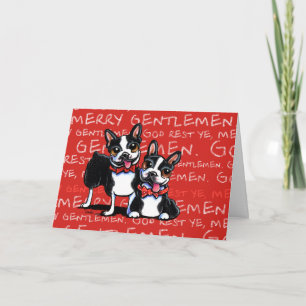 Boston Terrier Merry Gentlemen Christmas Holiday Card