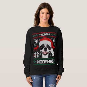 Boston Terrier Merry Woofmas Christmas Sweatshirt