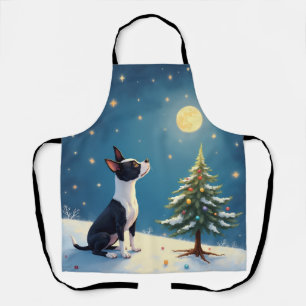 Boston Terrier Midnight Star-Gazing Christmas Apron