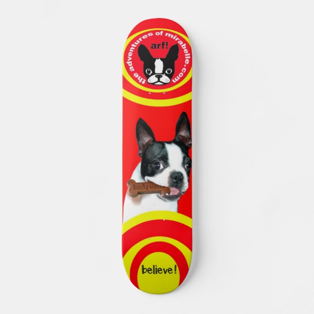 Boston Terrier Mirabelle skateboard (Front)