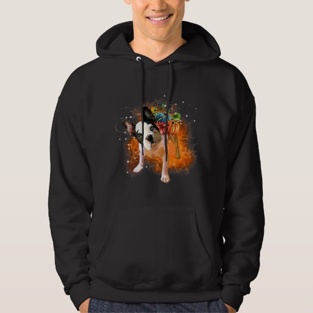 Boston Terrier Miracle Pumpkins Halloween Hoodie (Front)