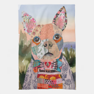 Boston Terrier Mixed Media Dog Kitchen Towel