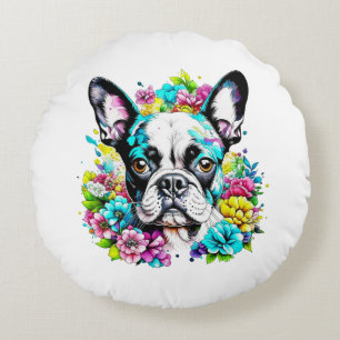 Boston Terrier Mom Personalized Round Cushion