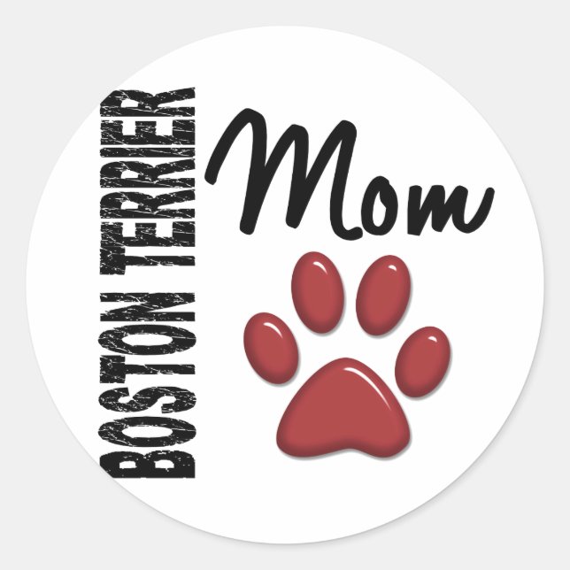 Boston Terrier Mum 2 Classic Round Sticker (Front)