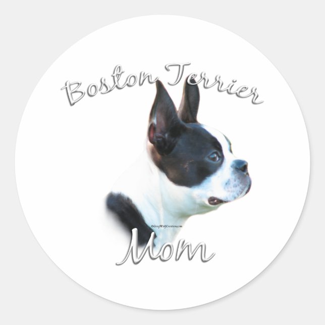 Boston Terrier Mum 2 Classic Round Sticker (Front)