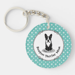 Boston Terrier Mum (black) - Cute dog Key Ring