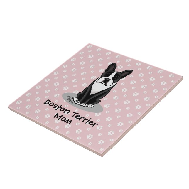 Boston Terrier Mum (black) - Cute dog Tile (Side)