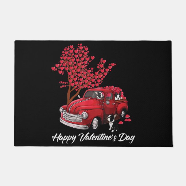 Boston Terrier mum, Boston Terrier dad, dog lover Doormat (Front)