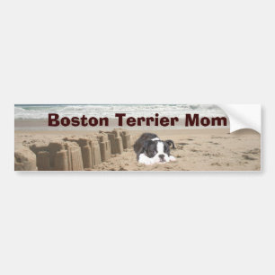 Boston Terrier Mum Bumper Sticker Sandcastles