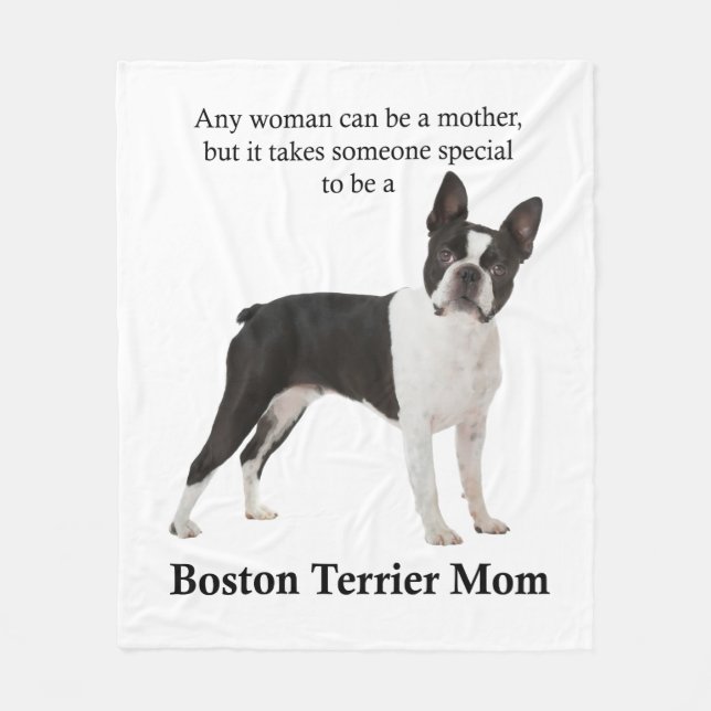 Boston Terrier Mum Fleece Blanket (Front)