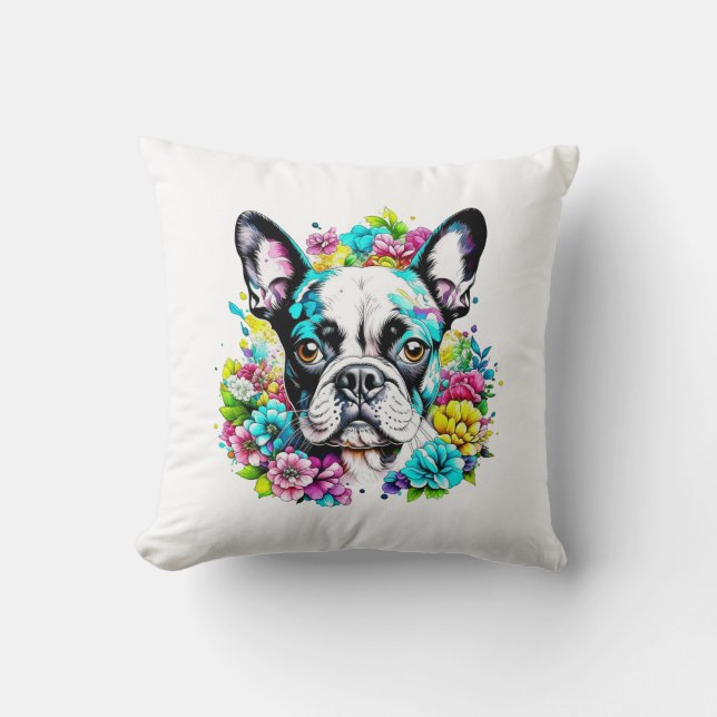Boston Terrier Mum Pawprint  Cushion (Front)