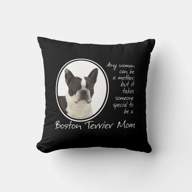 Boston Terrier Mum Pillow (Front)