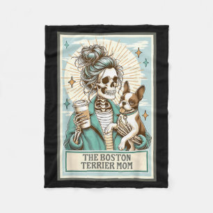 Boston Terrier Mum Skeleton Tarot Card Witch Vibes Fleece Blanket