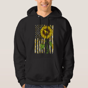 Boston Terrier Mum Sunflower American Flag Dog Hoodie